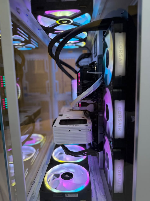 Side view of custom ASUS Strix RTX 5070 gaming PC interior